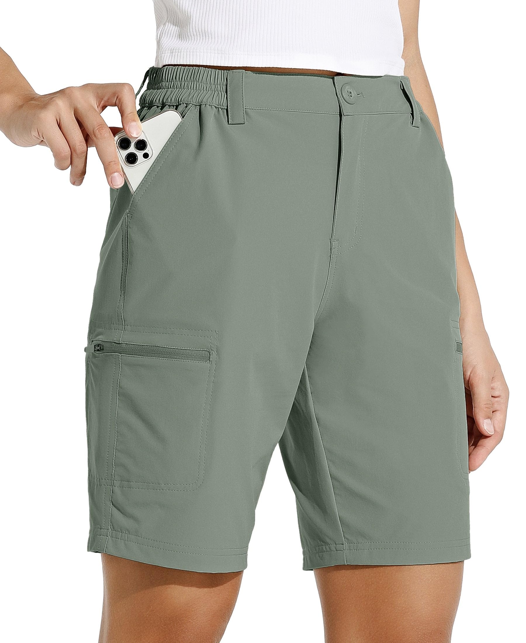 Willit Women's 10" Hiking Cargo Shorts Stretch Golf Active Long Quick Dry Outdoor Summer Shorts