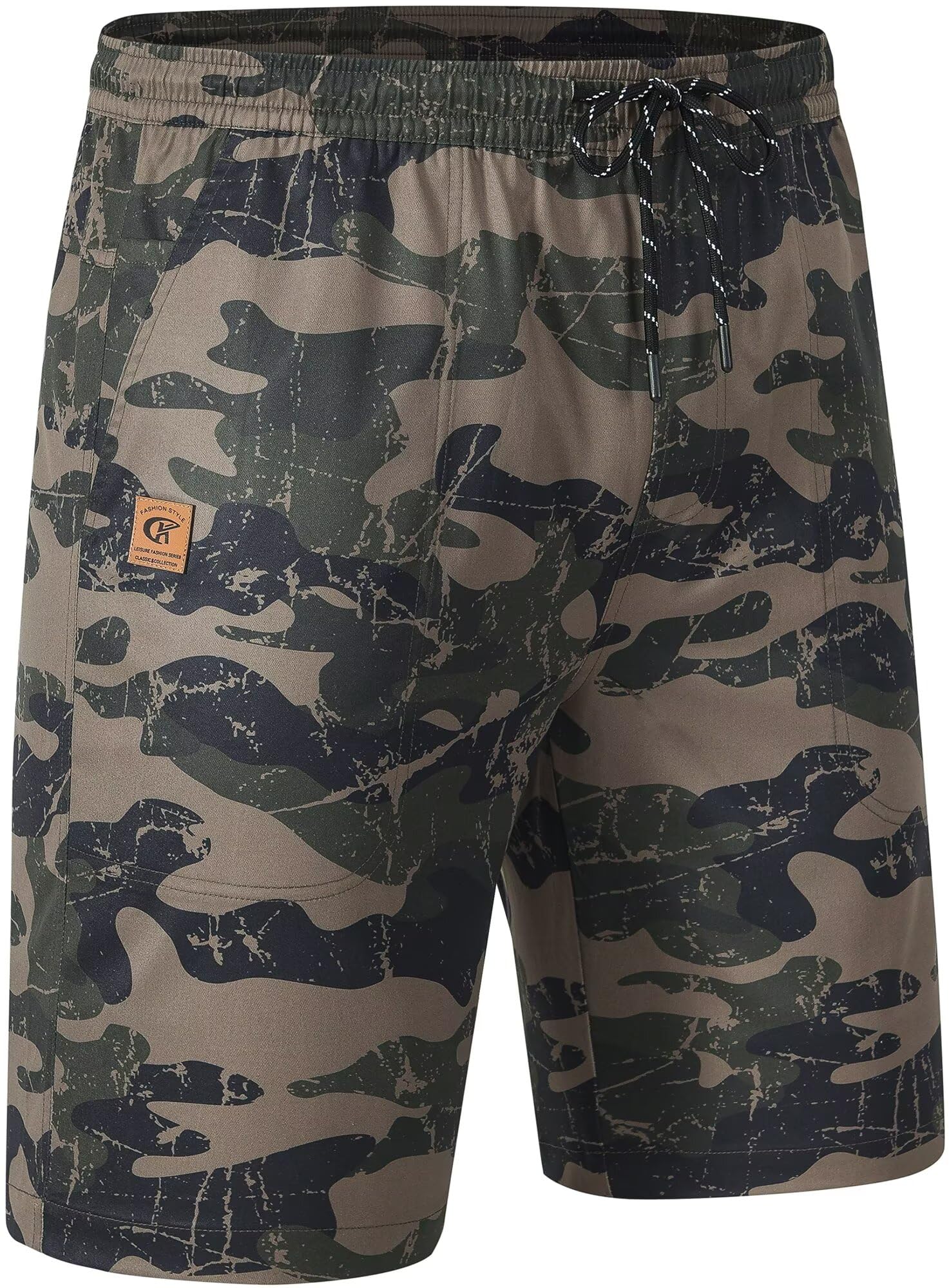 QPNGRP Men's Stretch Waist Casual Shorts with 5 Pockets Include 1 Zipper Pocket