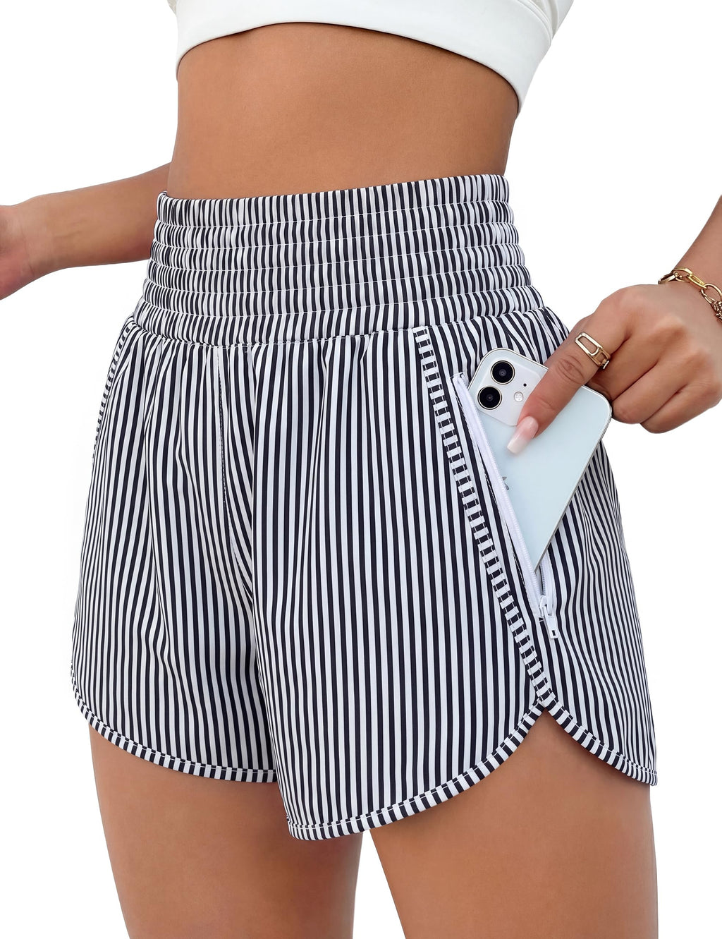 BMJL Women's Athletic Shorts High Waisted Running Short Pocket 2.5" Sporty Shorts Gym Workout Shorts