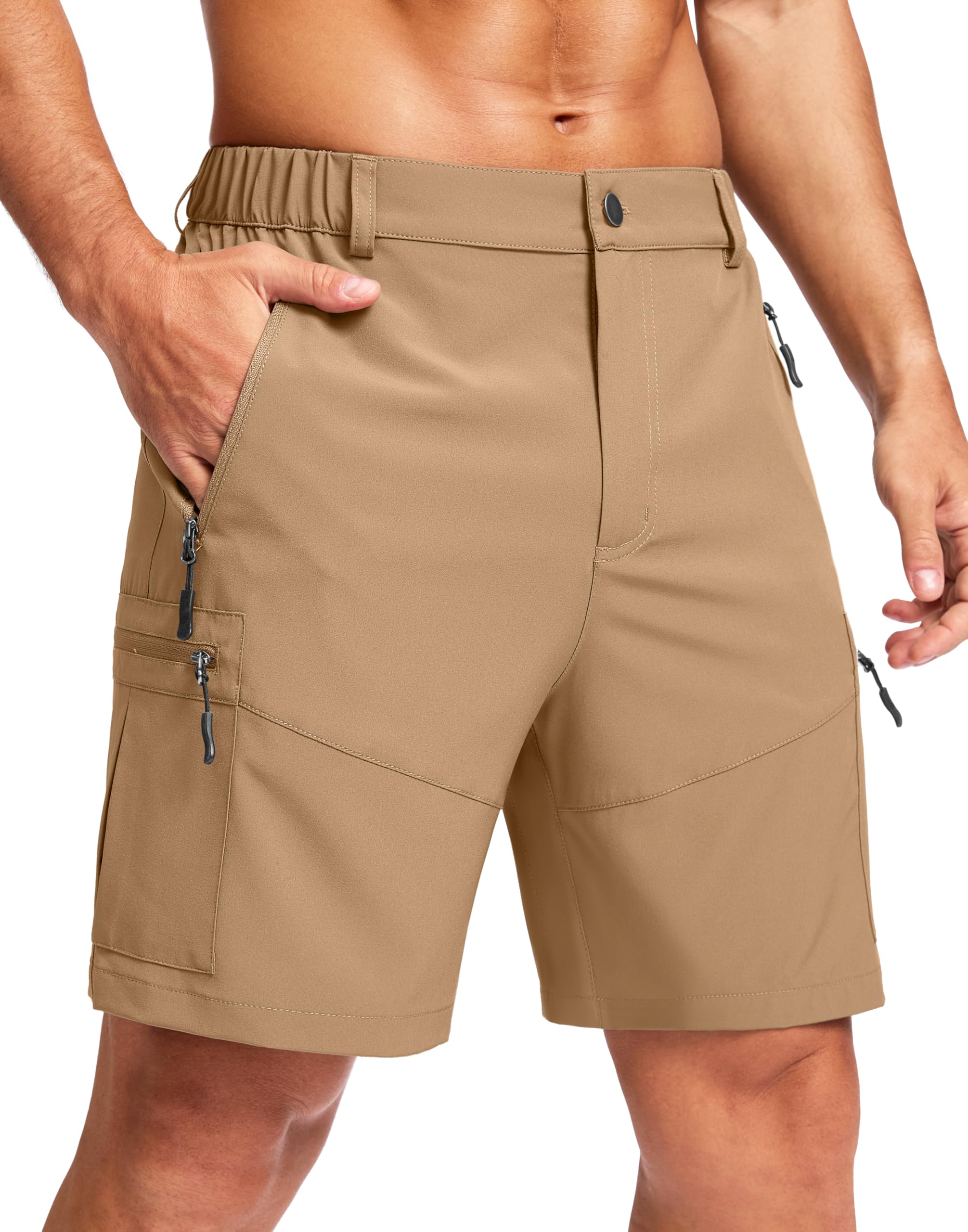 Pudolla Men's Hiking Cargo Shorts 9"/7"/11" Lightweight Outdoor Shorts for Men Trip Golf Camping Casual with 5 Zipper Pockets