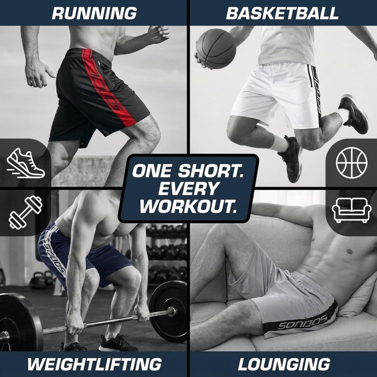 Ultra Performance Mens 5 Pack Athletic Running Shorts, Loose fit Basketball Gym Workout Shorts for Men with Zippered Pockets