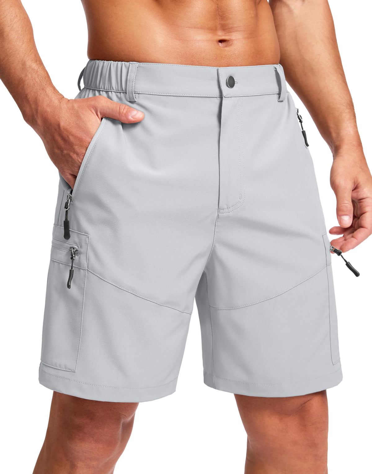 Pudolla Men's Hiking Cargo Shorts 9"/7"/11" Lightweight Outdoor Shorts for Men Trip Golf Camping Casual with 5 Zipper Pockets