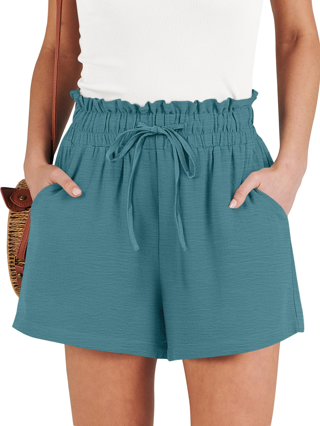 ANRABESS Shorts for Women Summer Casual High Waisted Wide Leg Drawstring Lounge Shorts Comfy 2026 Beach Vacation Clothes