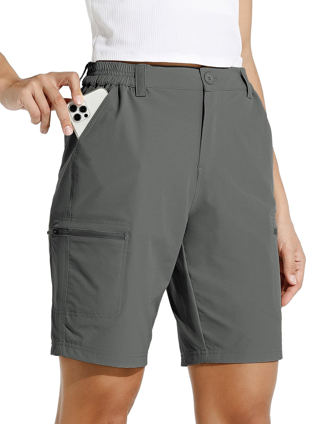 Willit Women's 10" Hiking Cargo Shorts Stretch Golf Active Long Quick Dry Outdoor Summer Shorts