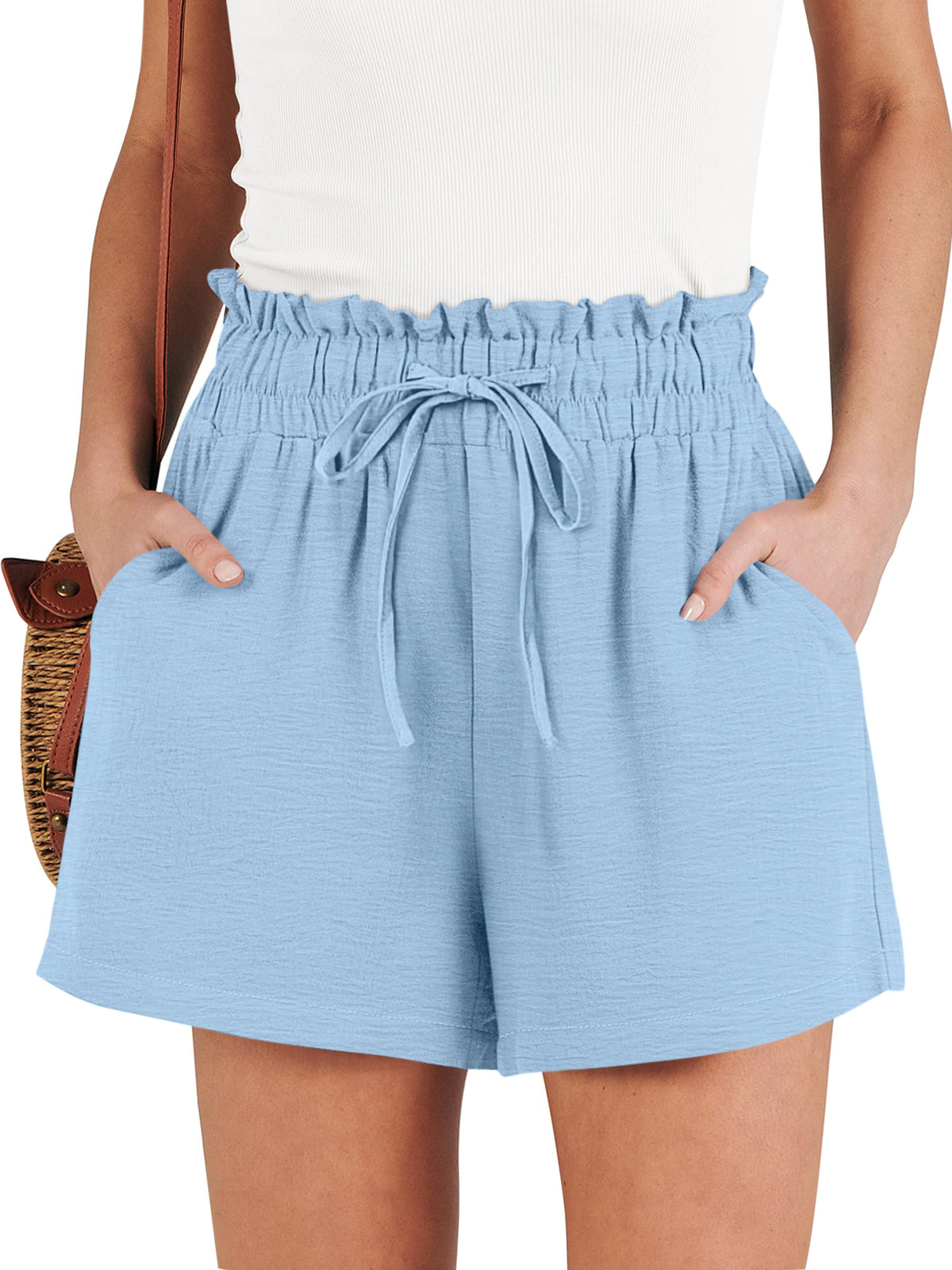 ANRABESS Shorts for Women Summer Casual High Waisted Wide Leg Drawstring Lounge Shorts Comfy 2026 Beach Vacation Clothes