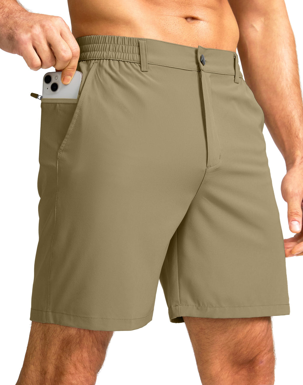 G Gradual Men's Casual Shorts 7" Lightweight Golf Shorts for Men Stretch with 3 Pockets Quick Dry Breathable Work Shorts