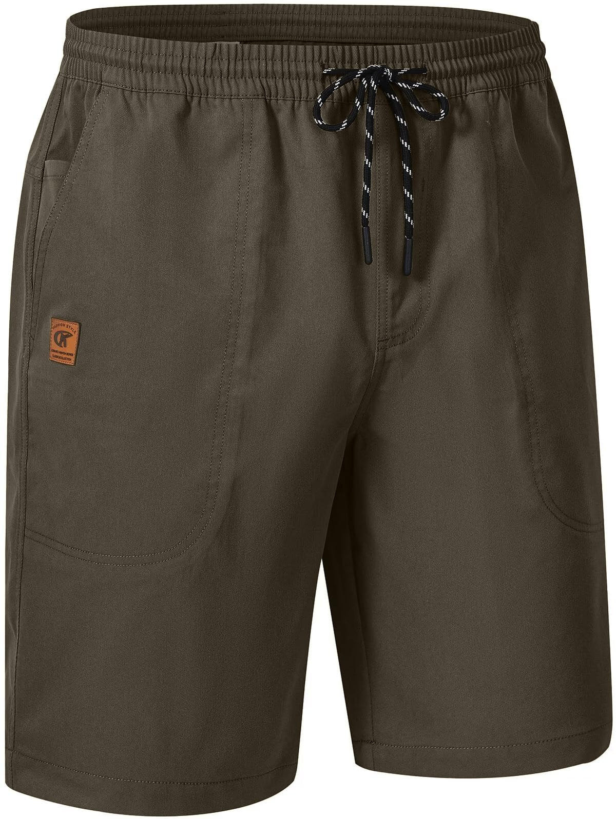 QPNGRP Men's Stretch Waist Casual Shorts with 5 Pockets Include 1 Zipper Pocket