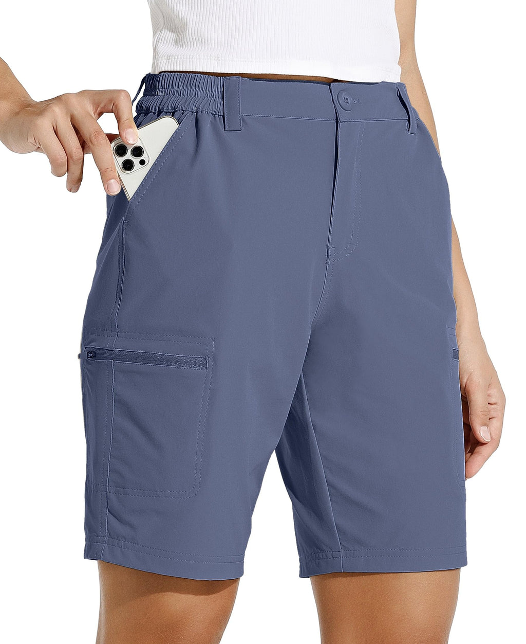 Willit Women's 10" Hiking Cargo Shorts Stretch Golf Active Long Quick Dry Outdoor Summer Shorts