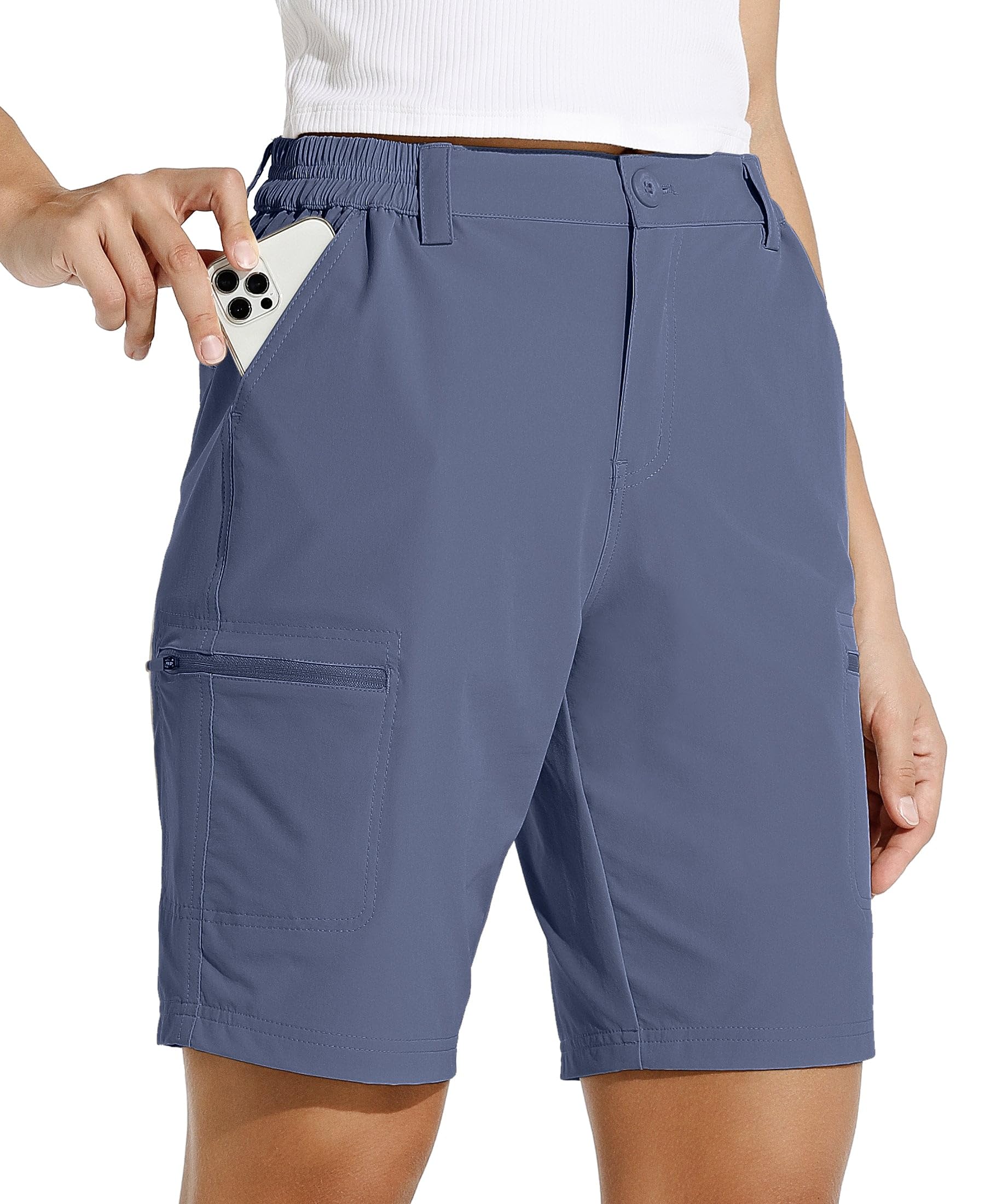 Willit Women's 10" Hiking Cargo Shorts Stretch Golf Active Long Quick Dry Outdoor Summer Shorts