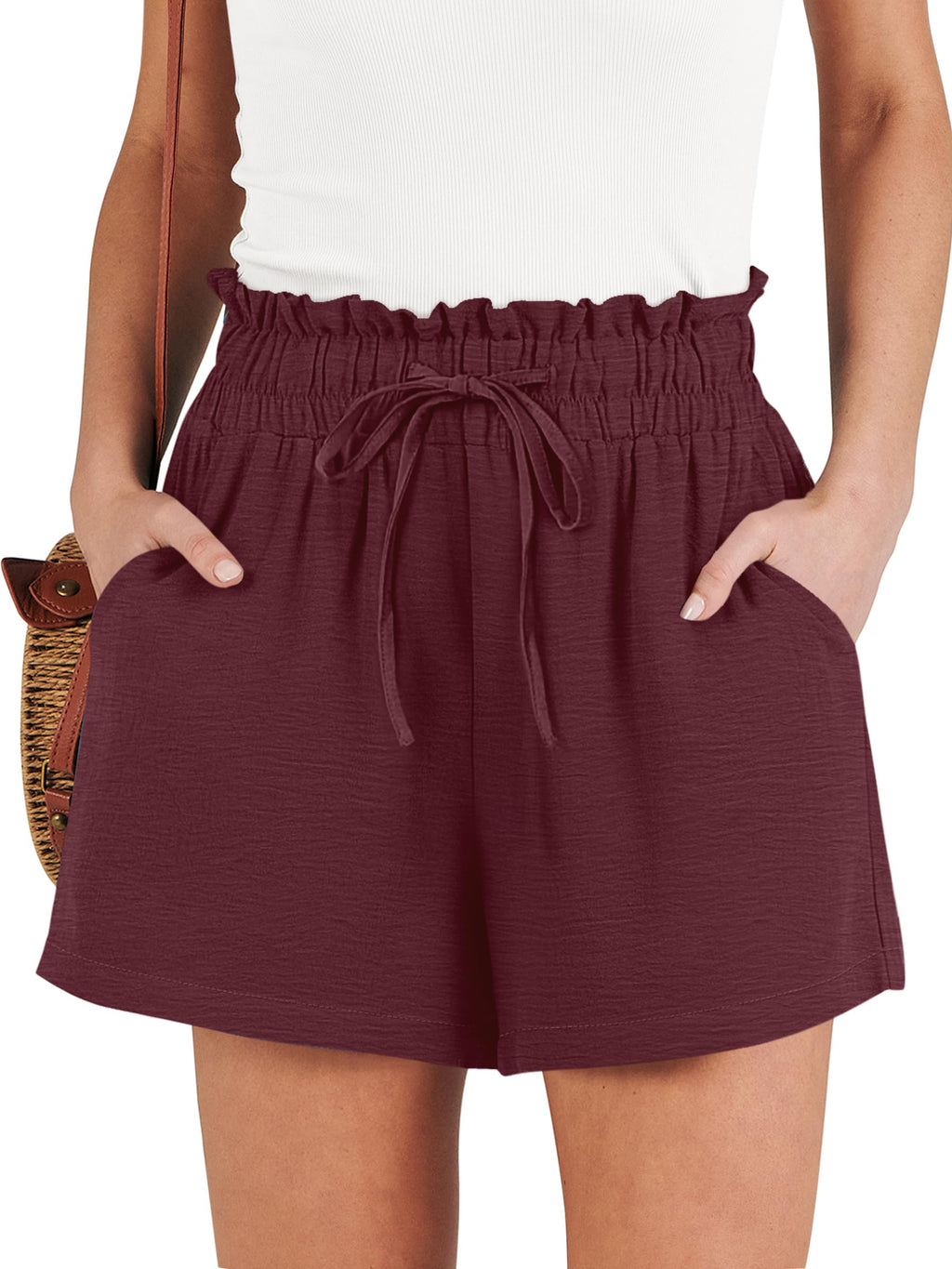 ANRABESS Shorts for Women Summer Casual High Waisted Wide Leg Drawstring Lounge Shorts Comfy 2026 Beach Vacation Clothes