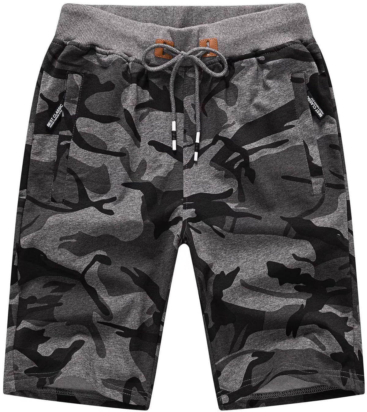 QPNGRP Mens Shorts Casual Drawstring Zipper Pockets Elastic Waist