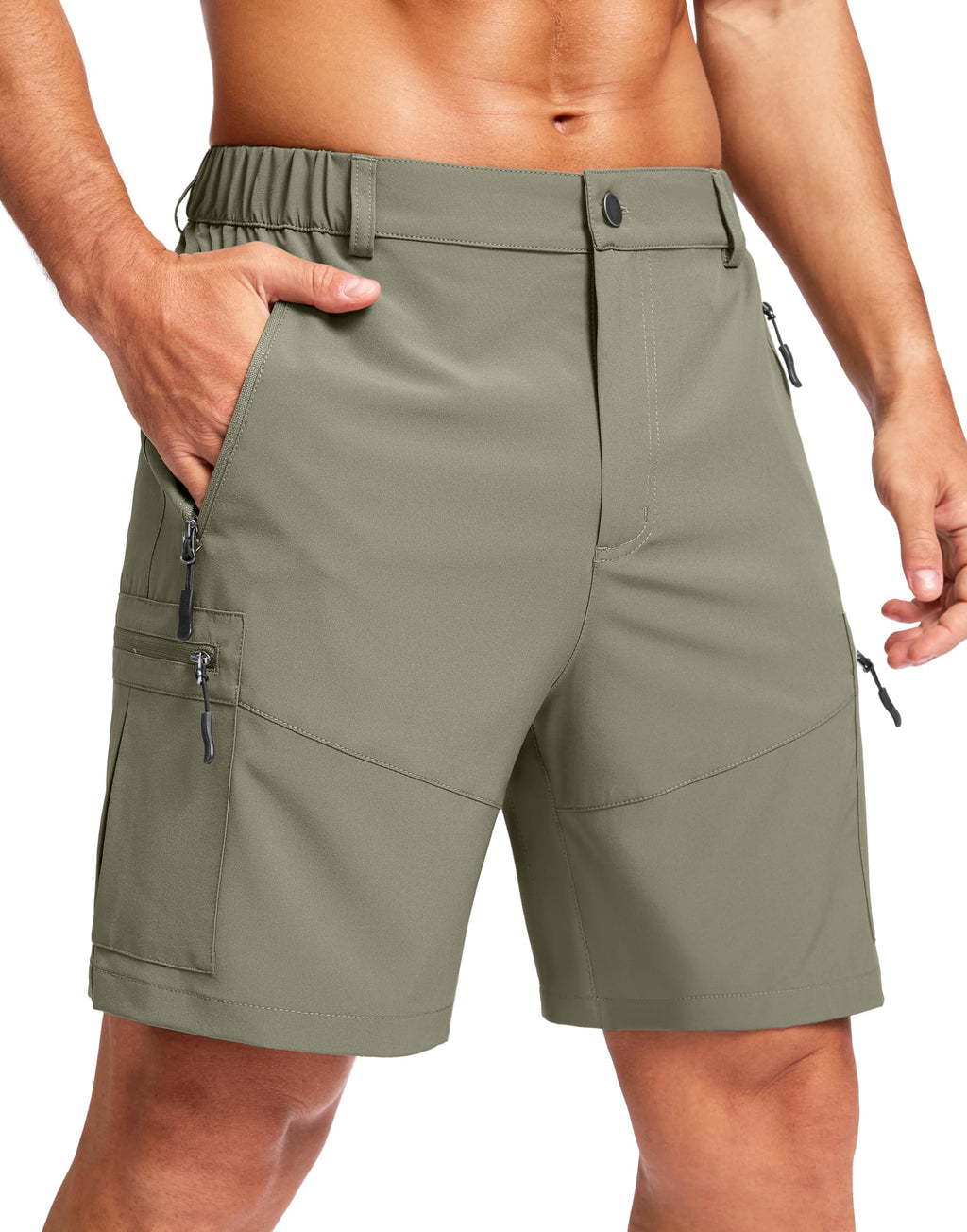 Pudolla Men's Hiking Cargo Shorts 9"/7"/11" Lightweight Outdoor Shorts for Men Trip Golf Camping Casual with 5 Zipper Pockets