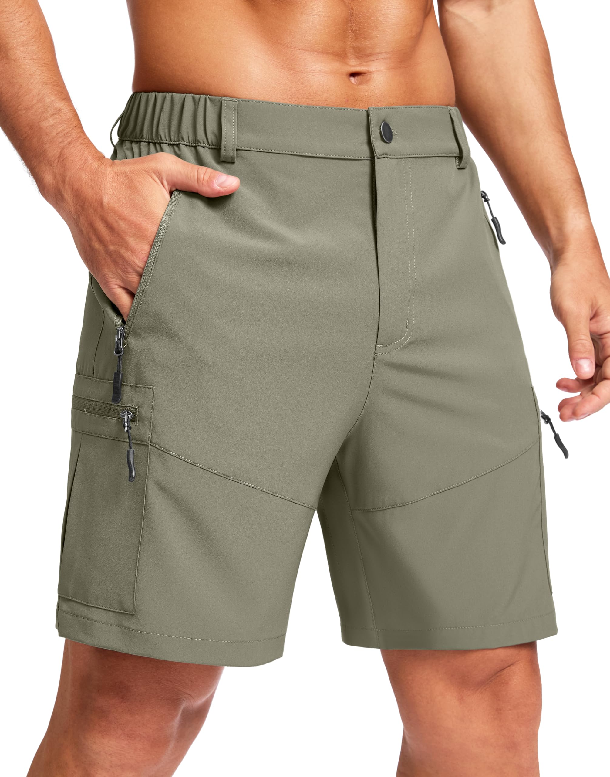 Pudolla Men's Hiking Cargo Shorts 9"/7"/11" Lightweight Outdoor Shorts for Men Trip Golf Camping Casual with 5 Zipper Pockets