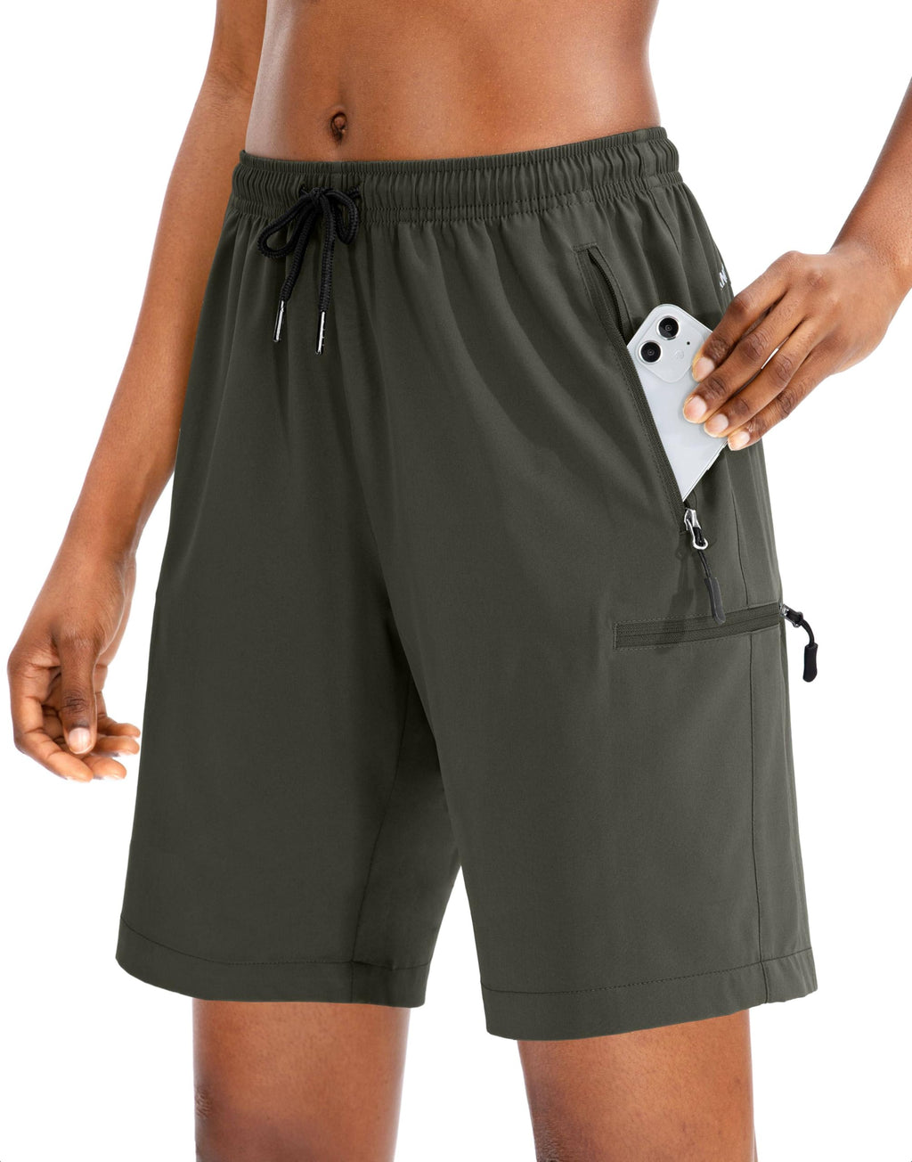 SANTINY Women's 5''/ 7''/9'' Hiking Cargo Shorts Quick Dry Lightweight Summer Shorts for Women Athletic Golf Zipper Pockets