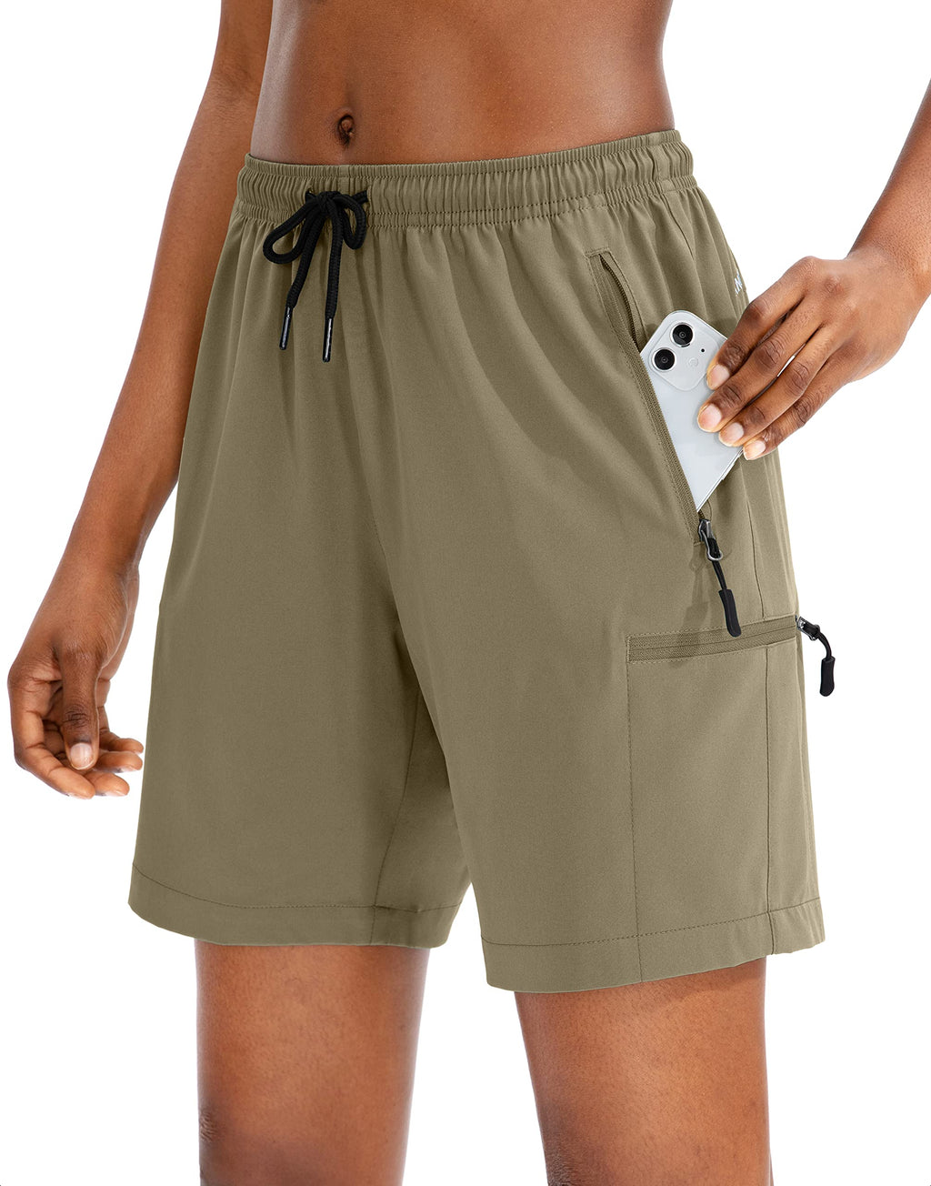 SANTINY Women's 5''/ 7''/9'' Hiking Cargo Shorts Quick Dry Lightweight Summer Shorts for Women Athletic Golf Zipper Pockets