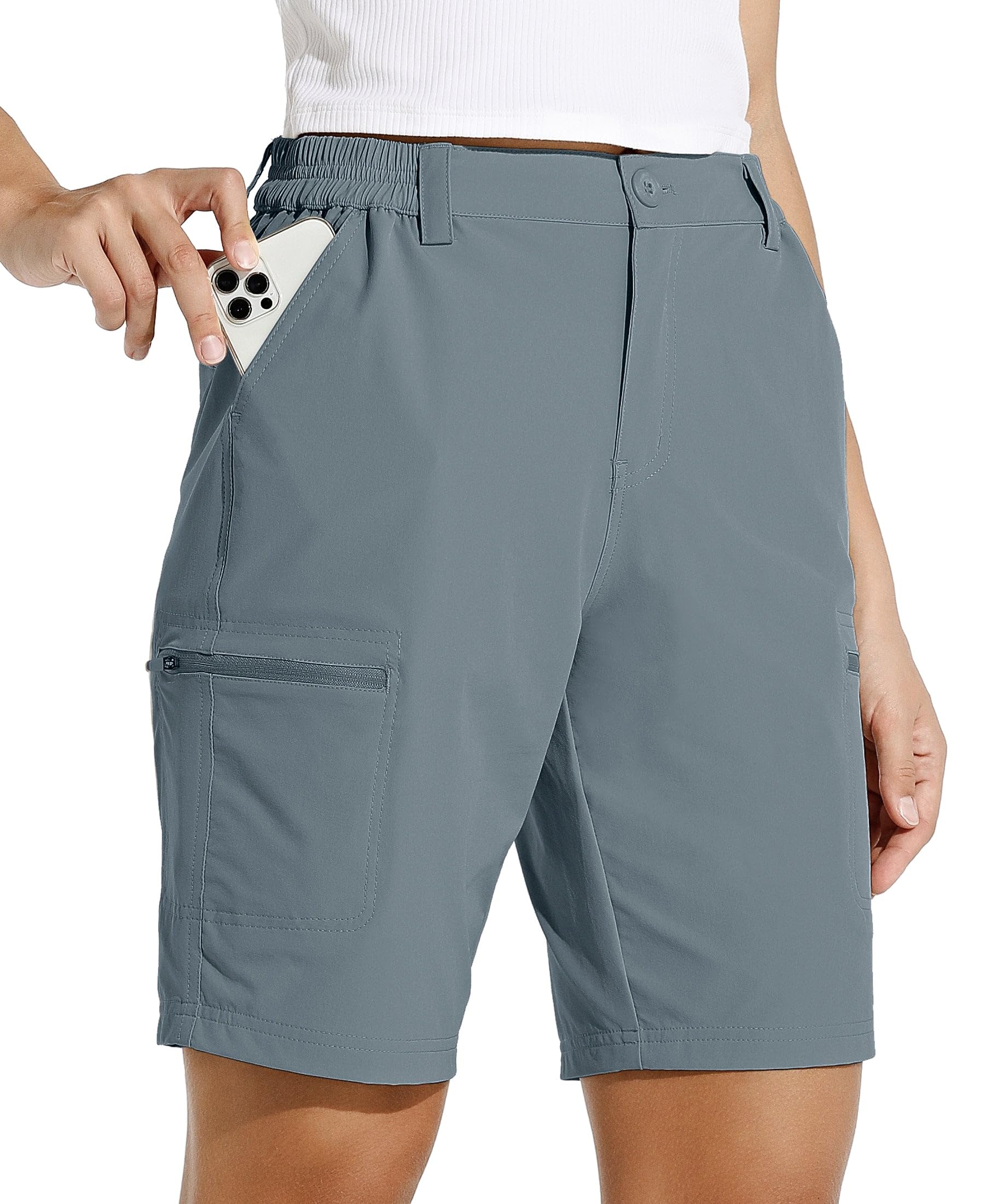 Willit Women's 10" Hiking Cargo Shorts Stretch Golf Active Long Quick Dry Outdoor Summer Shorts