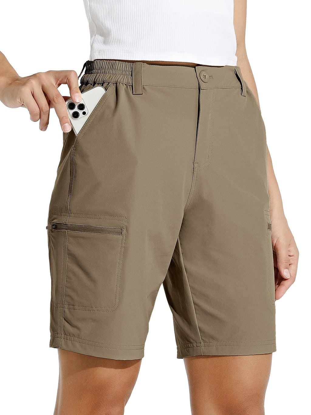 Willit Women's 10" Hiking Cargo Shorts Stretch Golf Active Long Quick Dry Outdoor Summer Shorts