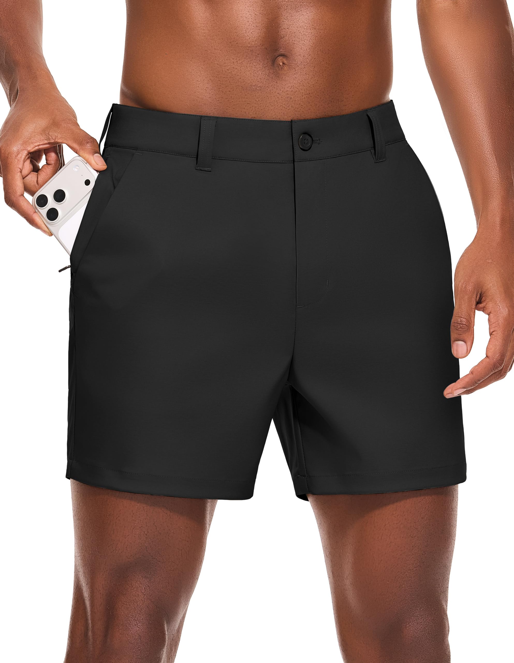 PULI Men's Golf Dress Shorts Flat Front Hybrid 7 Inch Lightweight Quick Dry Chino Casual with Pockets