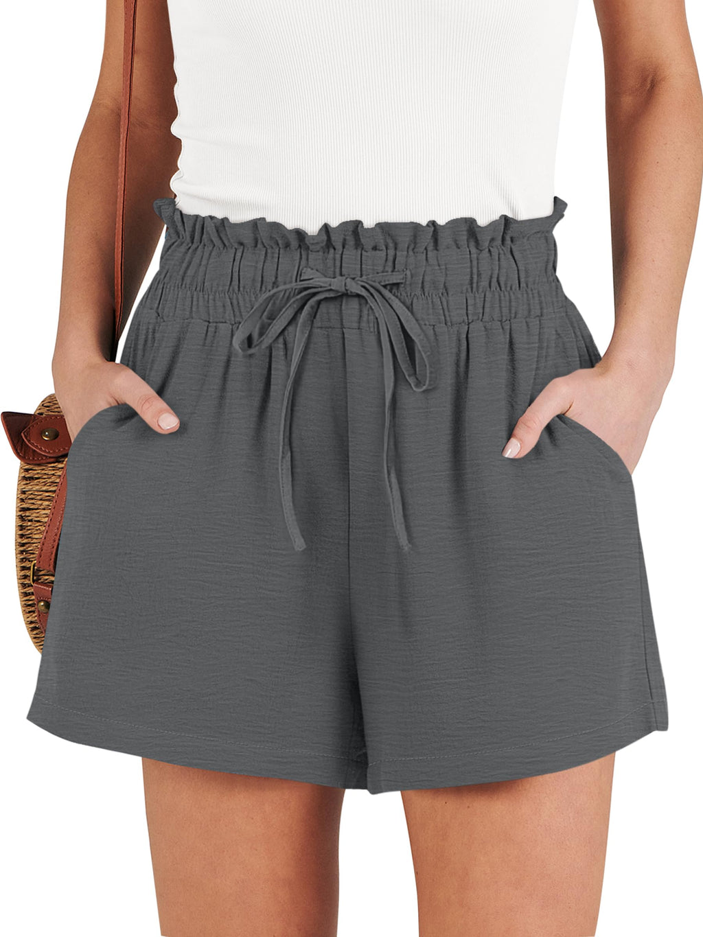 ANRABESS Shorts for Women Summer Casual High Waisted Wide Leg Drawstring Lounge Shorts Comfy 2026 Beach Vacation Clothes
