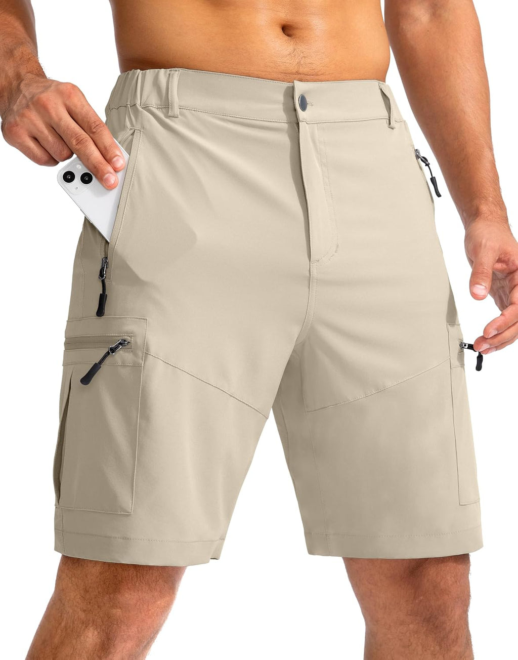 Pudolla Men's Hiking Cargo Shorts 9"/7"/11" Lightweight Outdoor Shorts for Men Trip Golf Camping Casual with 5 Zipper Pockets