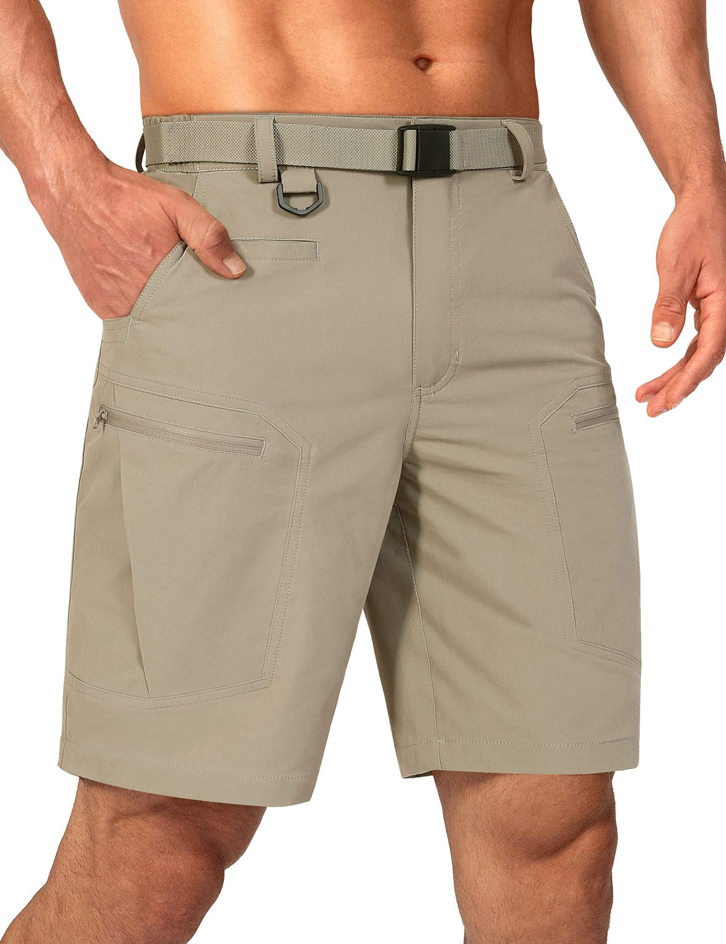 Mens Cargo Hiking Shorts Water Resistant Quick Dry Lightweight Breathable Tactical Shorts with Nylon Belt