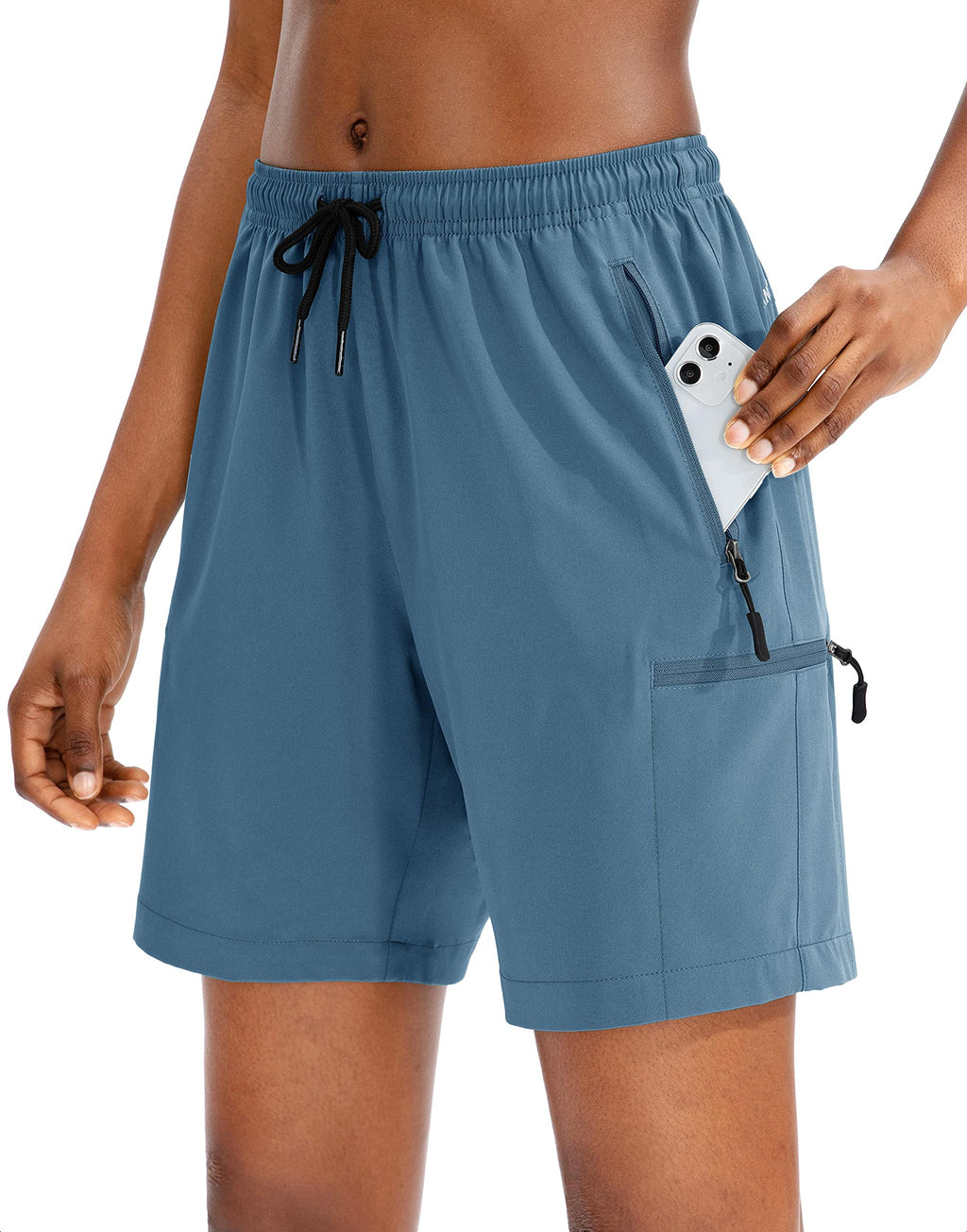 SANTINY Women's 5''/ 7''/9'' Hiking Cargo Shorts Quick Dry Lightweight Summer Shorts for Women Athletic Golf Zipper Pockets