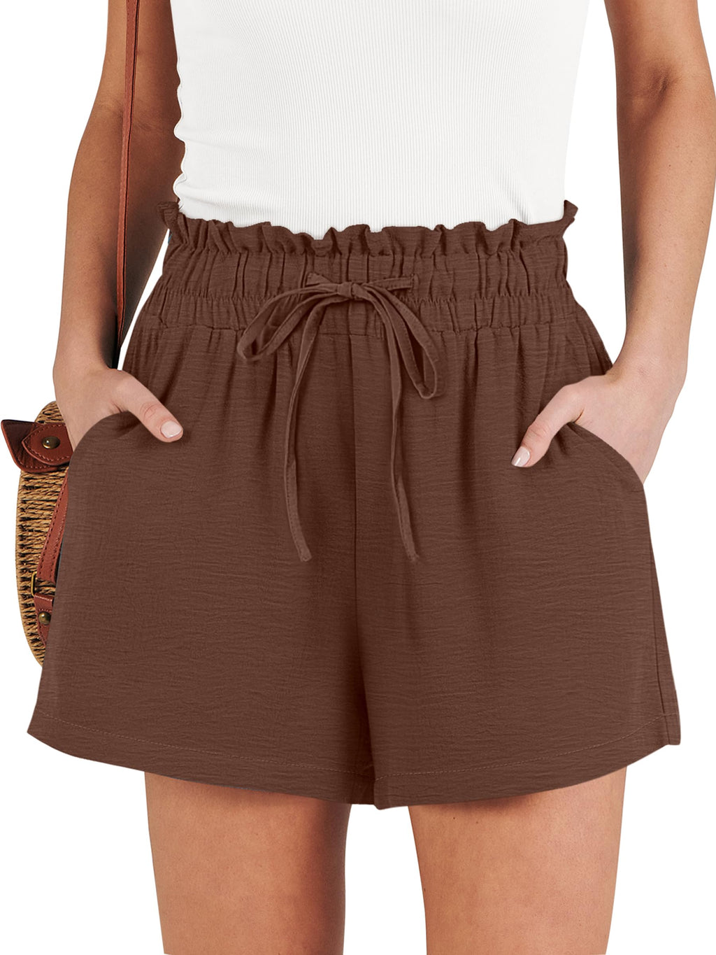 ANRABESS Shorts for Women Summer Casual High Waisted Wide Leg Drawstring Lounge Shorts Comfy 2026 Beach Vacation Clothes