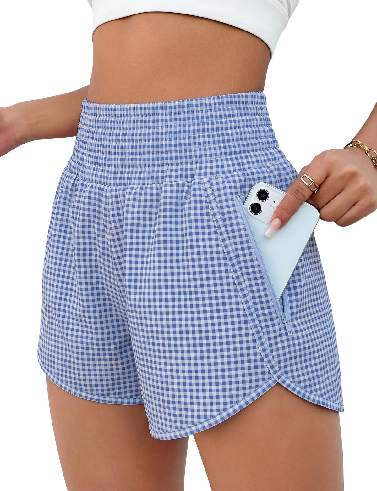 BMJL Women's Athletic Shorts High Waisted Running Short Pocket 2.5" Sporty Shorts Gym Workout Shorts