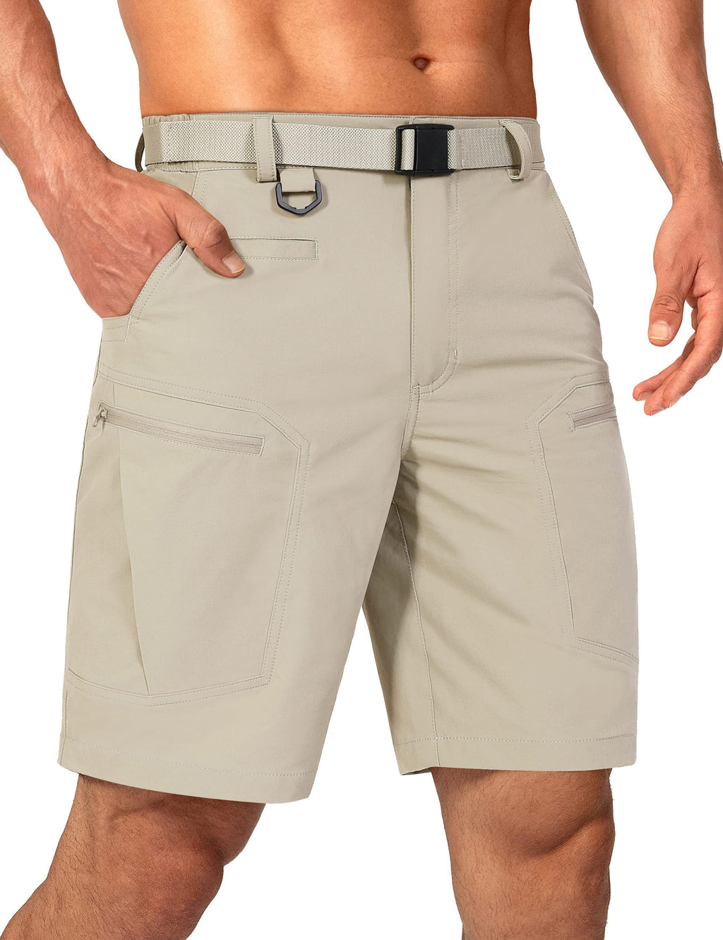 Mens Cargo Hiking Shorts Water Resistant Quick Dry Lightweight Breathable Tactical Shorts with Nylon Belt