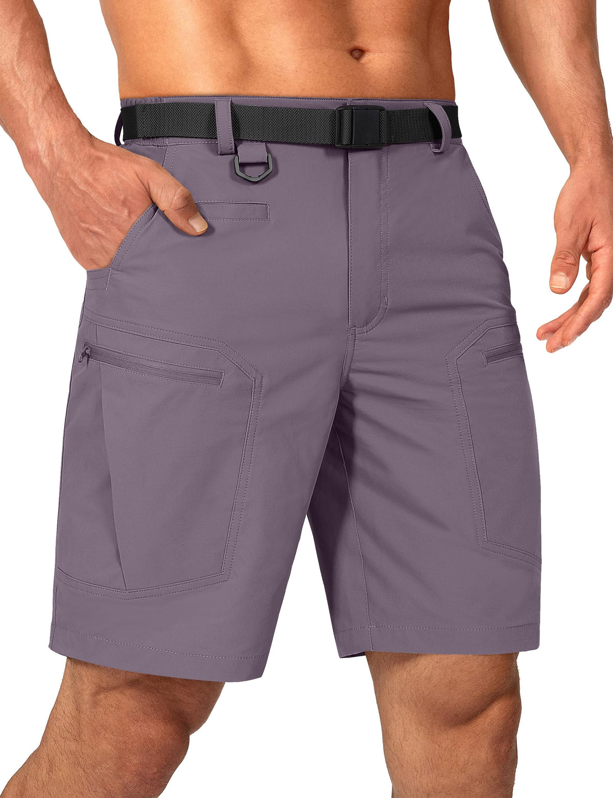 Mens Cargo Hiking Shorts Water Resistant Quick Dry Lightweight Breathable Tactical Shorts with Nylon Belt