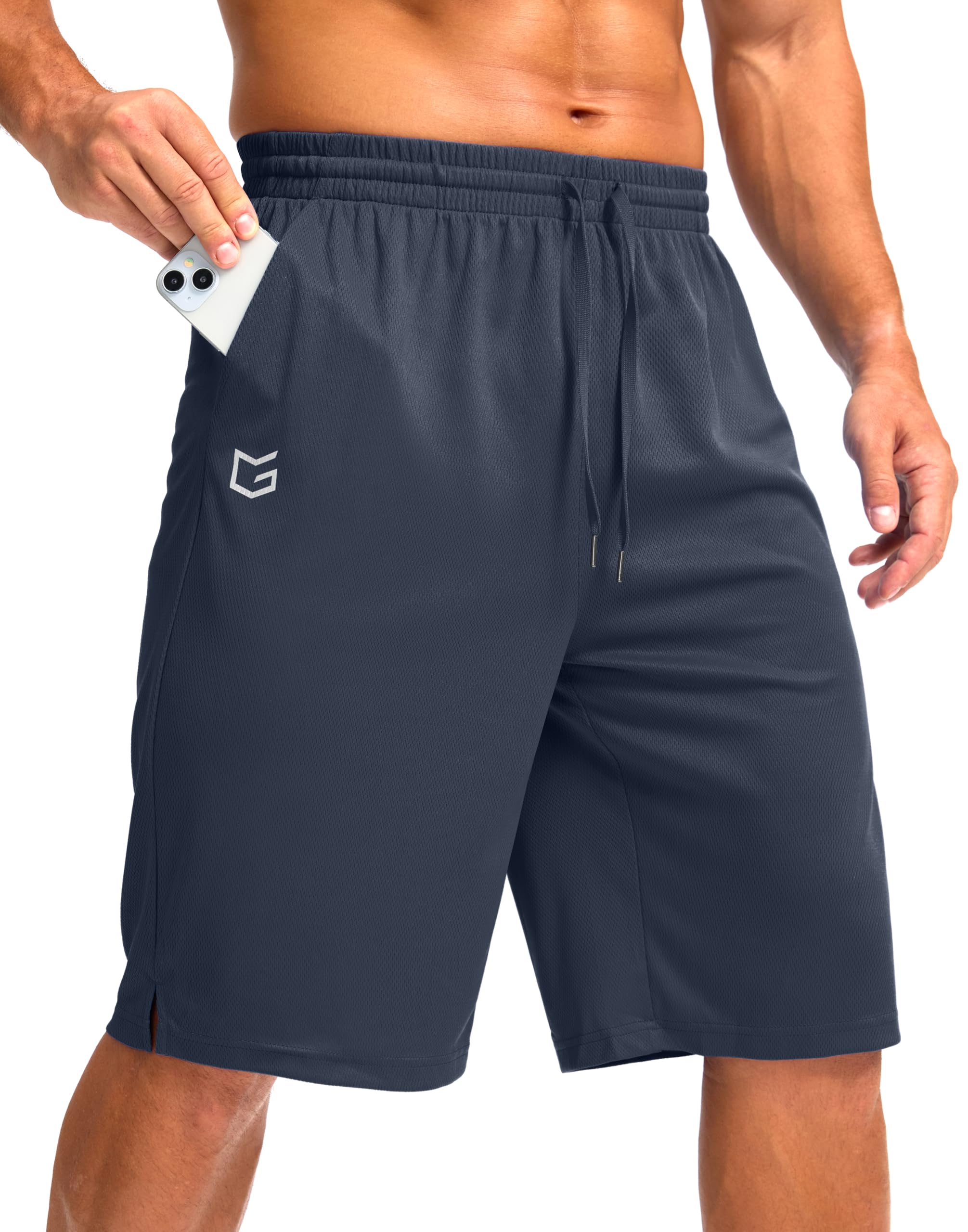 G Gradual Men's Athletic Shorts with Pockets 9" / 11" Long Basketball Shorts Lightweight Quick Dry Gym Workout Shorts for Men