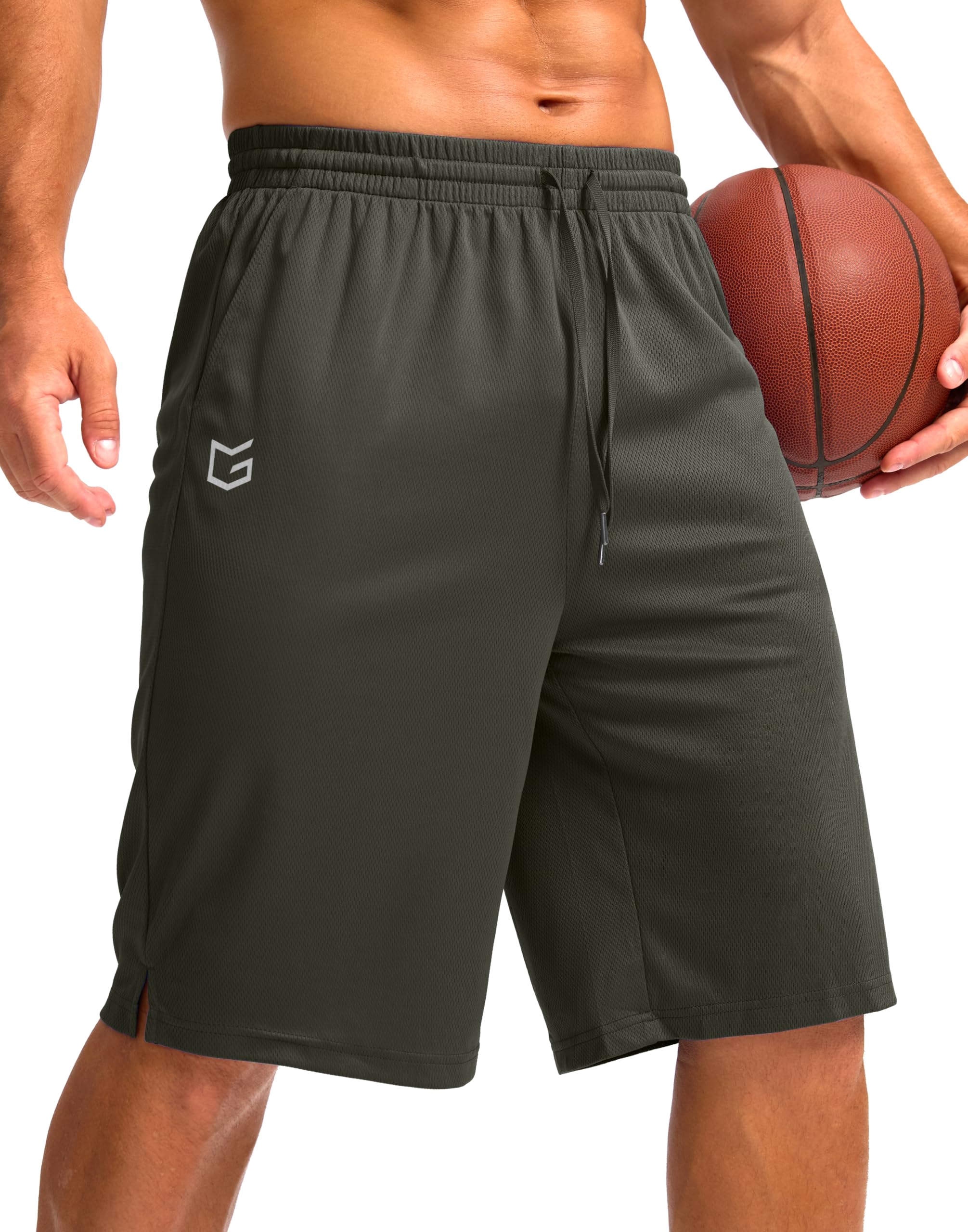 G Gradual Men's Athletic Shorts with Pockets 9" / 11" Long Basketball Shorts Lightweight Quick Dry Gym Workout Shorts for Men