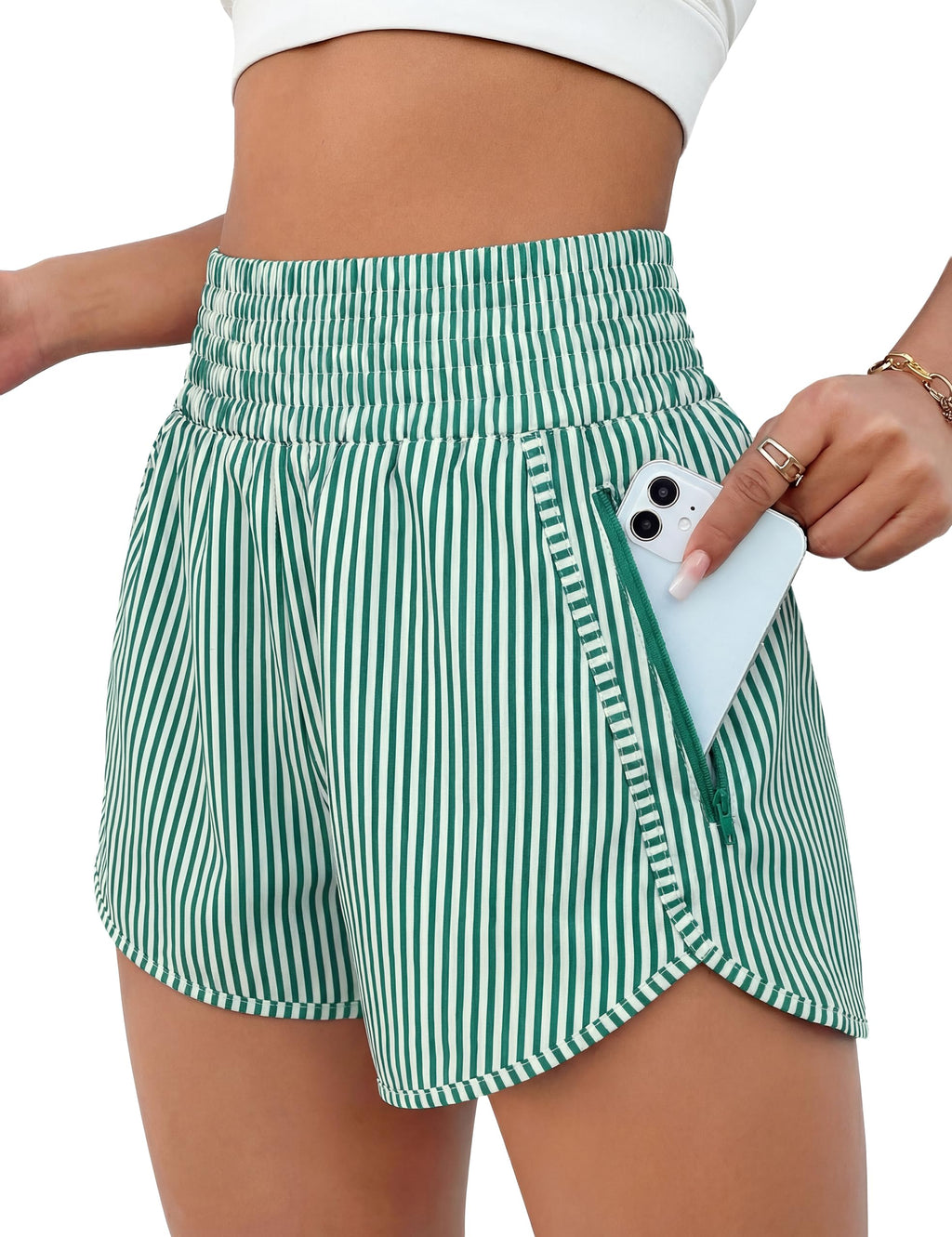 BMJL Women's Athletic Shorts High Waisted Running Short Pocket 2.5" Sporty Shorts Gym Workout Shorts