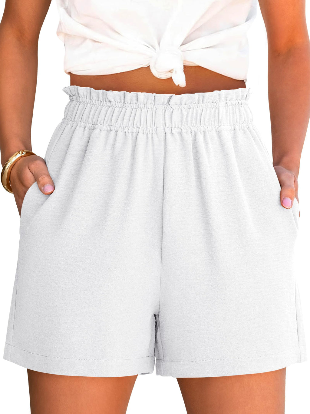 ANRABESS Shorts for Women,Dressy Casual Elastic High Waisted,Comfy Lightweight Airy,Summer Shorts for Beach,Travel & Vacation