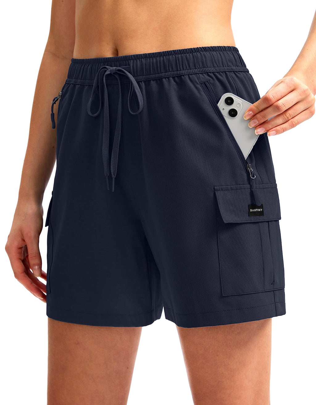 SANTINY Women's 5''/ 7''/9'' Hiking Cargo Shorts Quick Dry Lightweight Summer Shorts for Women Athletic Golf Zipper Pockets
