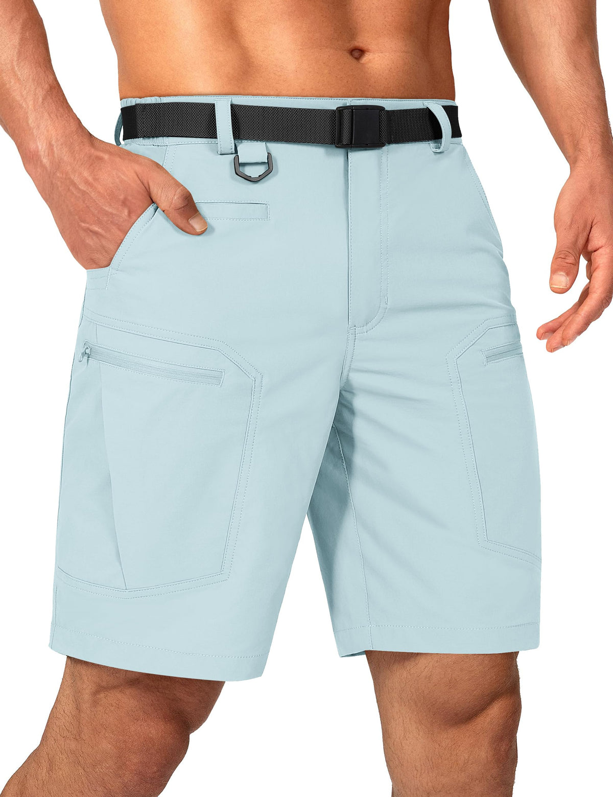 Mens Cargo Hiking Shorts Water Resistant Quick Dry Lightweight Breathable Tactical Shorts with Nylon Belt