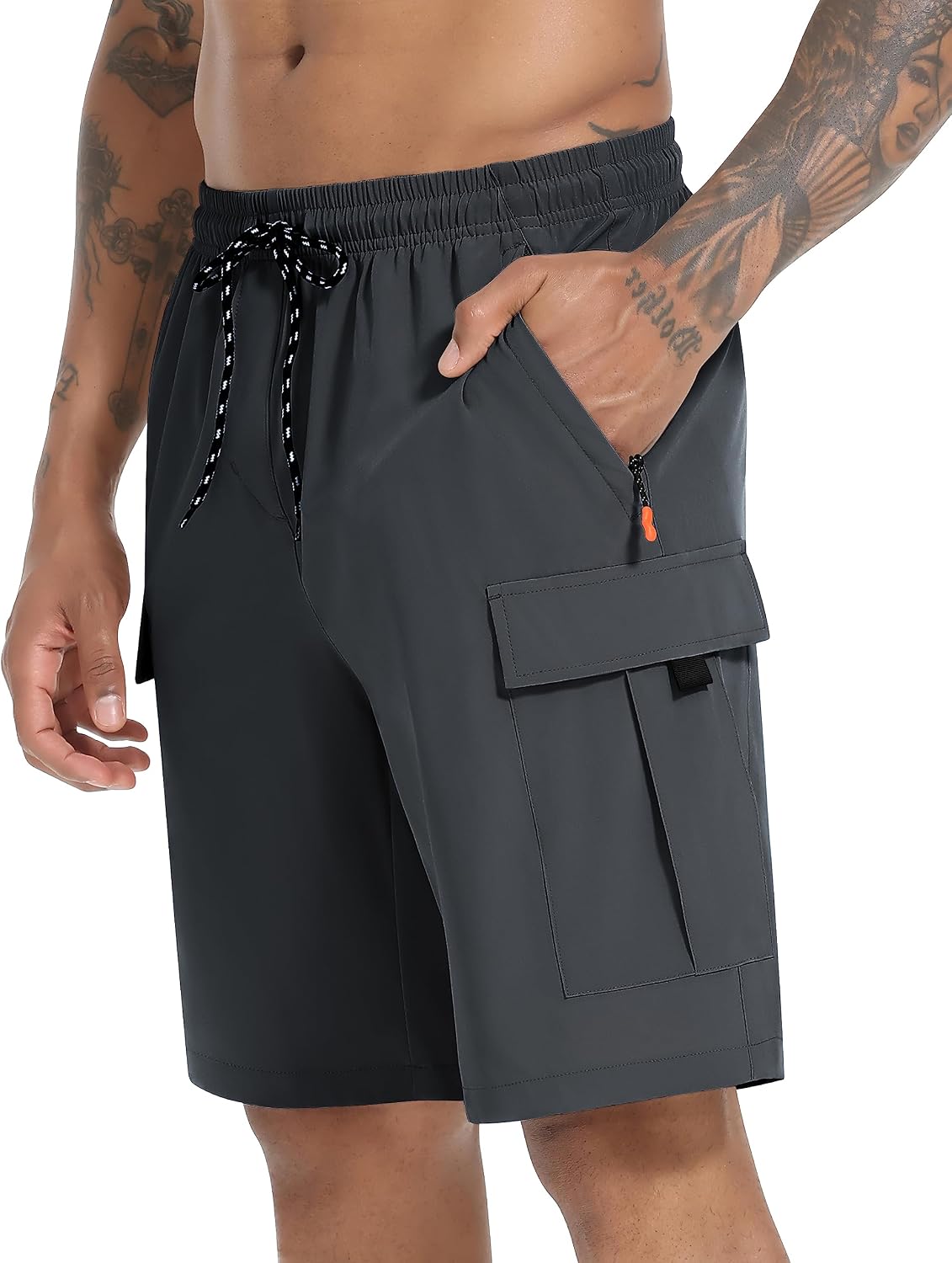 Men's Cargo Shorts Quick Dry Lightweight Stretch Hiking Shorts for Men with 5 Pockets No Lining