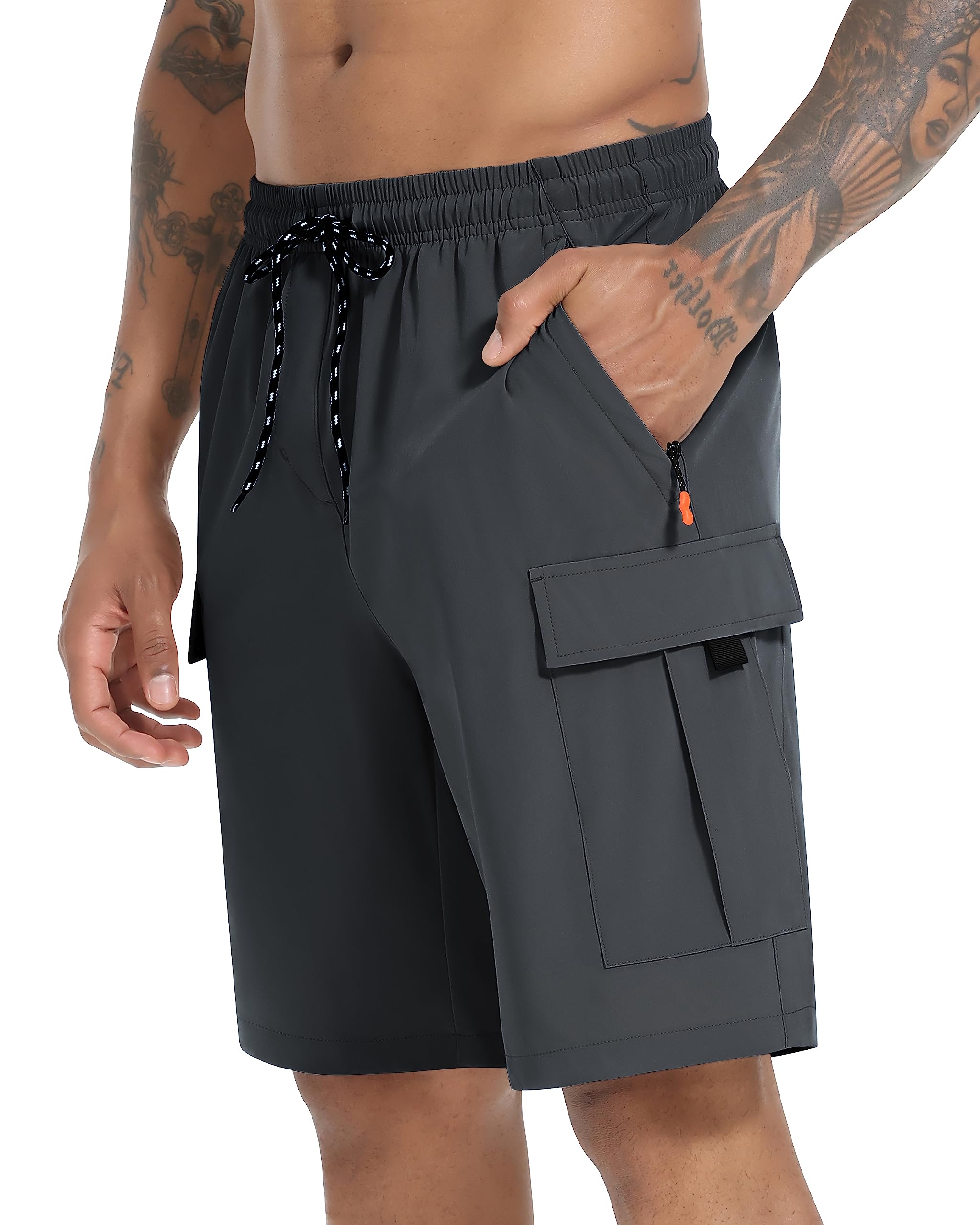 Men's Cargo Shorts Quick Dry Lightweight Stretch Hiking Shorts for Men with 5 Pockets No Lining