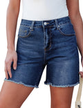 luvamia FleXclusive Jean Shorts for Women Trendy High Waisted Stretchy Denim Summer Raw Hem Mom Long Shorts Cutoff Jorts