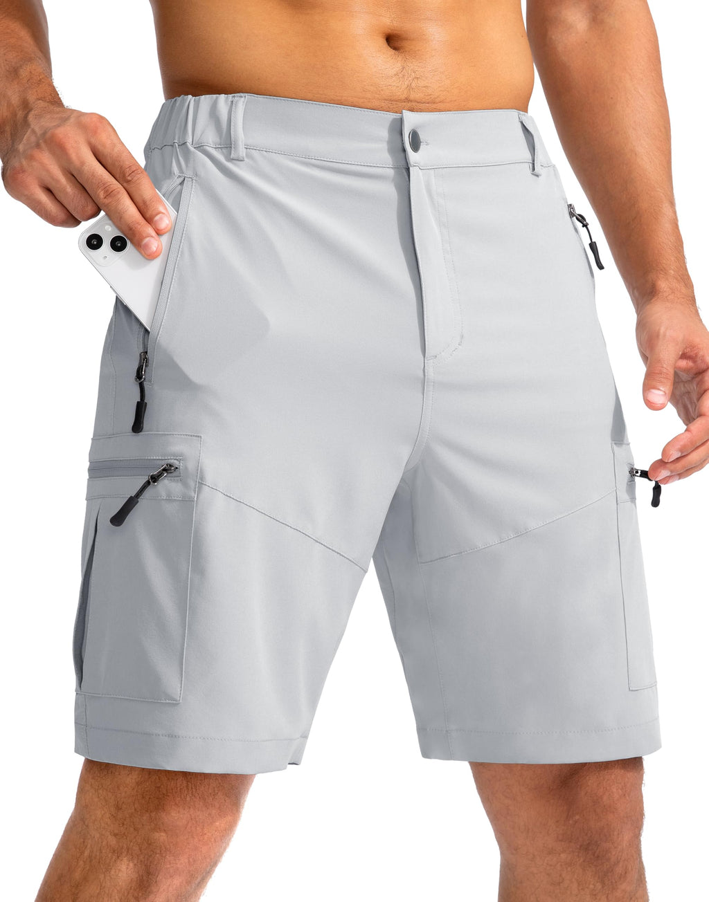 Pudolla Men's Hiking Cargo Shorts 9"/7"/11" Lightweight Outdoor Shorts for Men Trip Golf Camping Casual with 5 Zipper Pockets