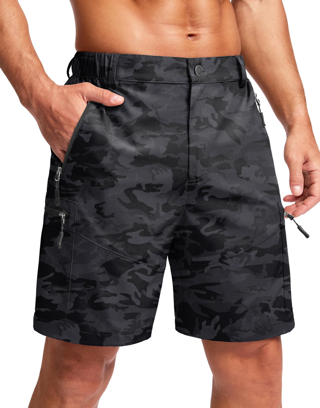 Pudolla Men's Hiking Cargo Shorts 9"/7"/11" Lightweight Outdoor Shorts for Men Trip Golf Camping Casual with 5 Zipper Pockets