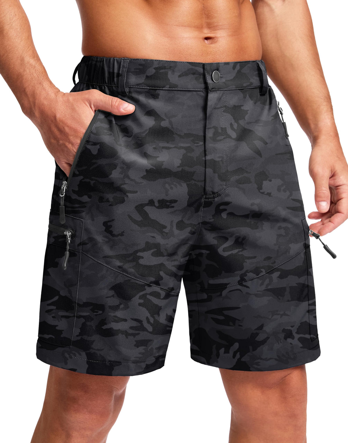 Pudolla Men's Hiking Cargo Shorts 9"/7"/11" Lightweight Outdoor Shorts for Men Trip Golf Camping Casual with 5 Zipper Pockets