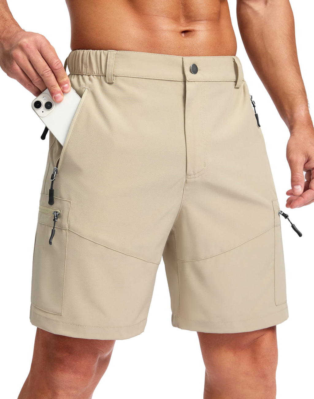 Pudolla Men's Hiking Cargo Shorts 9"/7"/11" Lightweight Outdoor Shorts for Men Trip Golf Camping Casual with 5 Zipper Pockets