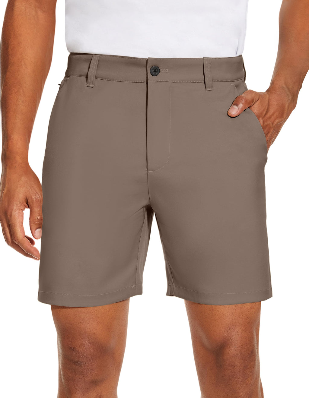 PULI Men's Golf Dress Shorts Flat Front Hybrid 7 Inch Lightweight Quick Dry Chino Casual with Pockets