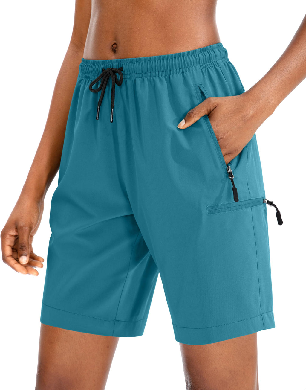 SANTINY Women's 5''/ 7''/9'' Hiking Cargo Shorts Quick Dry Lightweight Summer Shorts for Women Athletic Golf Zipper Pockets