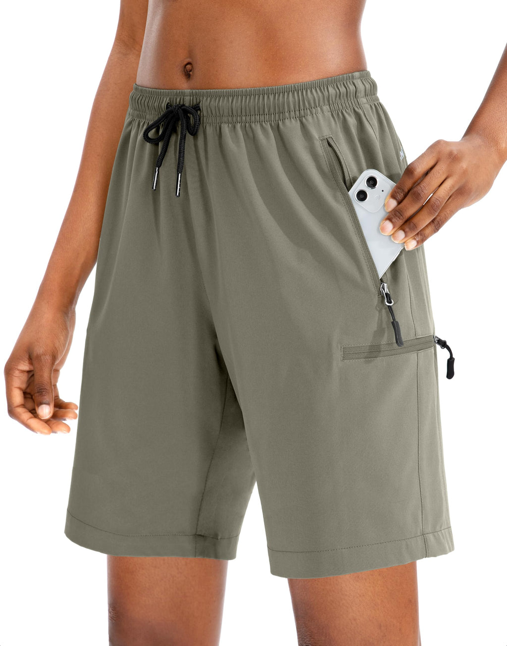 SANTINY Women's 5''/ 7''/9'' Hiking Cargo Shorts Quick Dry Lightweight Summer Shorts for Women Athletic Golf Zipper Pockets
