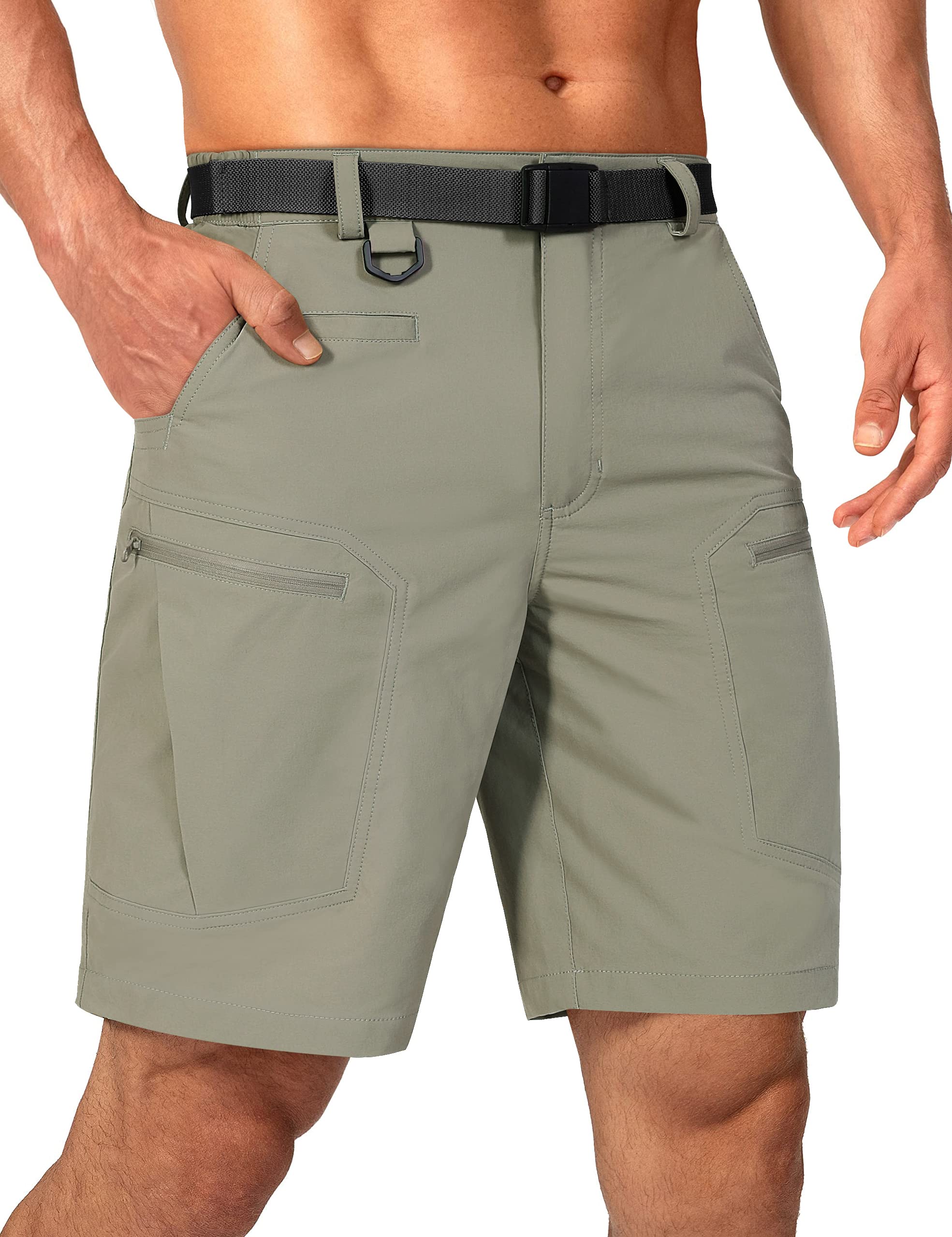 Mens Cargo Hiking Shorts Water Resistant Quick Dry Lightweight Breathable Tactical Shorts with Nylon Belt