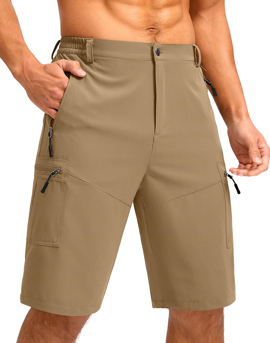 Pudolla Men's Hiking Cargo Shorts 9"/7"/11" Lightweight Outdoor Shorts for Men Trip Golf Camping Casual with 5 Zipper Pockets