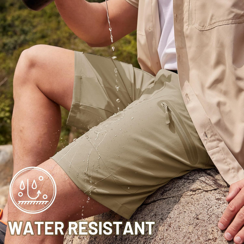 TACVASEN Men's Hiking Cargo Shorts 10" Quick Dry Lightweight Casual Summer Work Golf Shorts with 5 Pockets