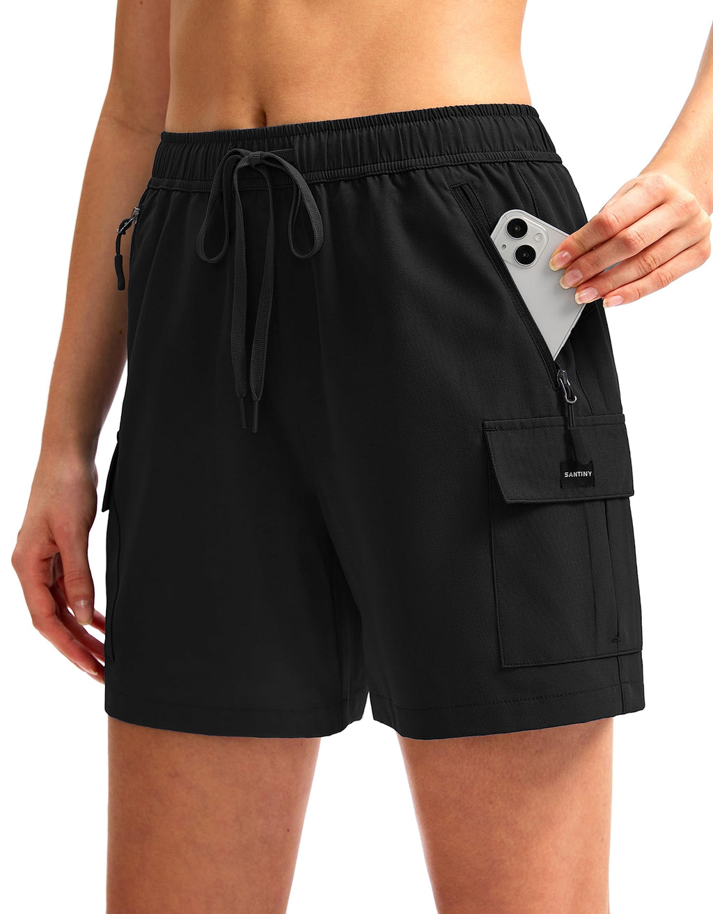 SANTINY Women's 5''/ 7''/9'' Hiking Cargo Shorts Quick Dry Lightweight Summer Shorts for Women Athletic Golf Zipper Pockets